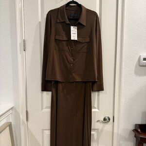 Zara Brown Top and Maxi Skirt